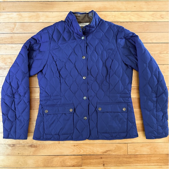Eddie Bauer Goose Down Jacket- Blue Navy Eddie Bauer Jacket Size Medium - Picture 1 of 4